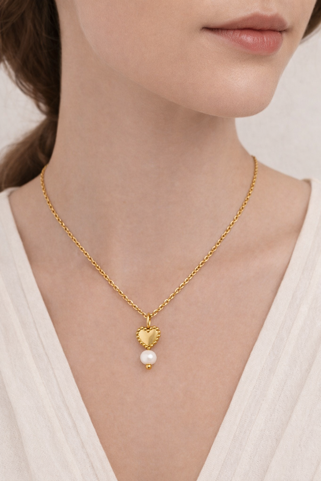 Heart Pearl Drop Halskette