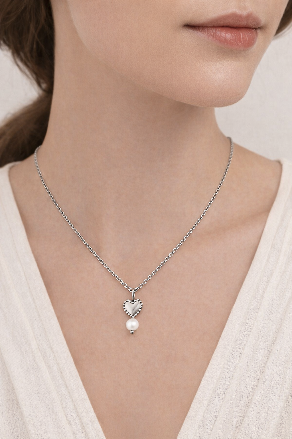 Heart Pearl Drop Halskette