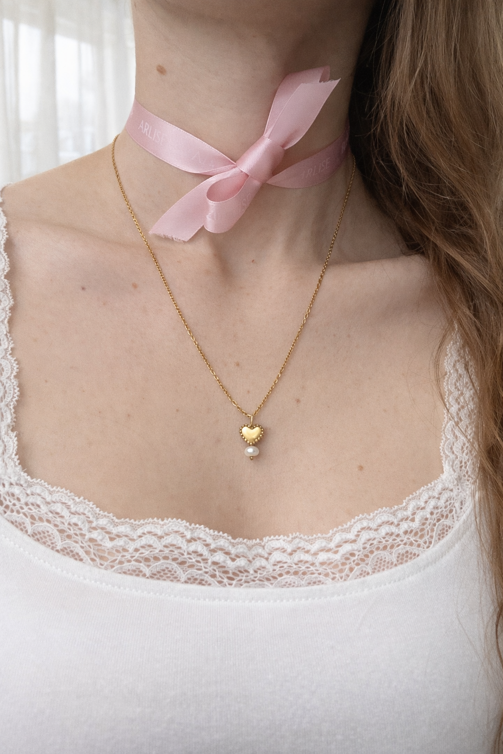 Heart Pearl Drop Halskette