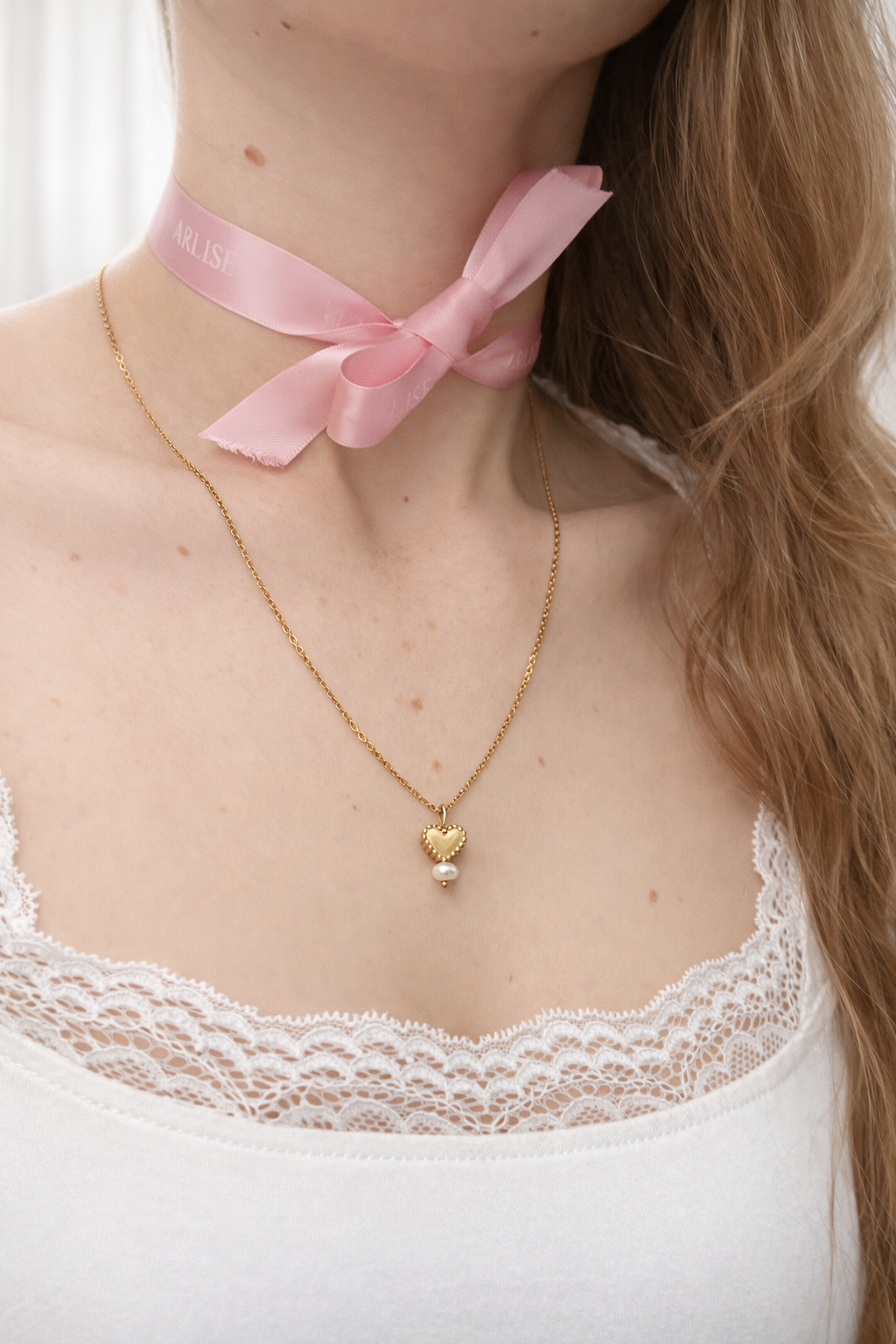 Heart Pearl Drop Halskette